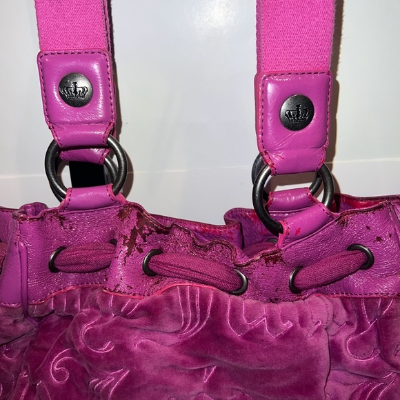Rare Vintage Pink Juicy Couture Purse Y2K Tote Bag Handbag Daydreamer Velour - Picture 8 of 11